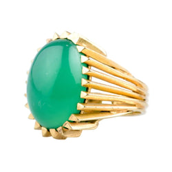 Bague Cocktail en or jaune et chrysoprase - Castafiore