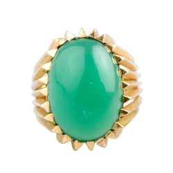 Bague Cocktail en or jaune et chrysoprase - Castafiore