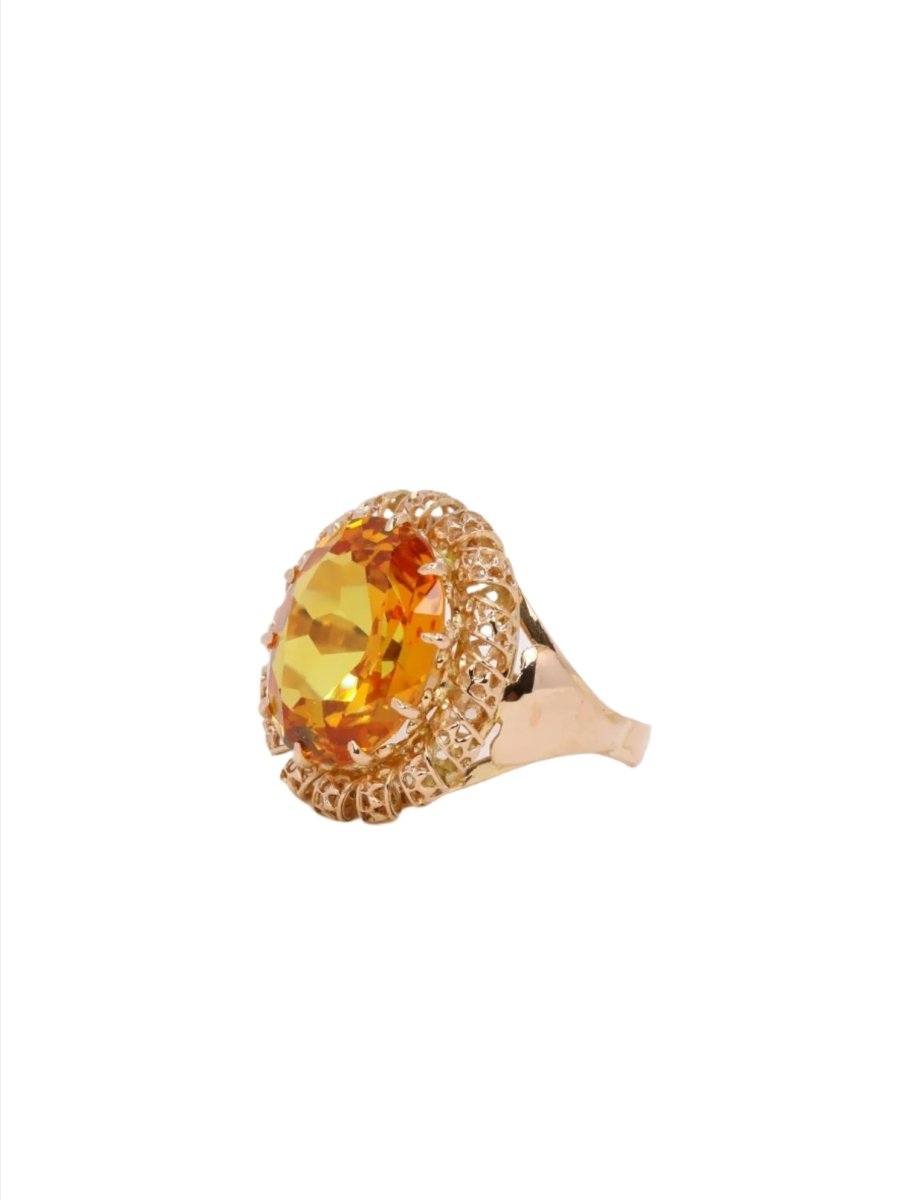 Bague Cocktail en or jaune et citrine - Castafiore