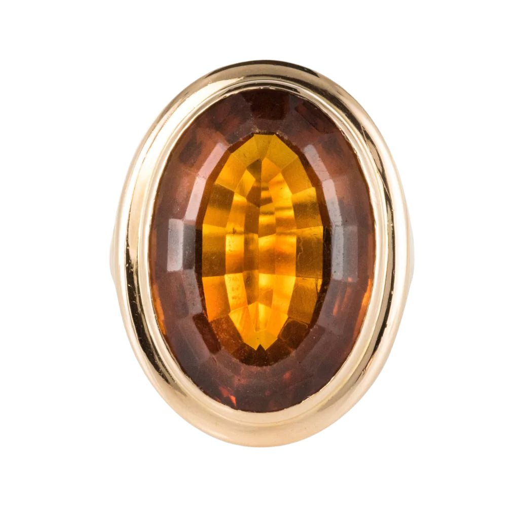 Bague Cocktail en or jaune et citrine - Castafiore