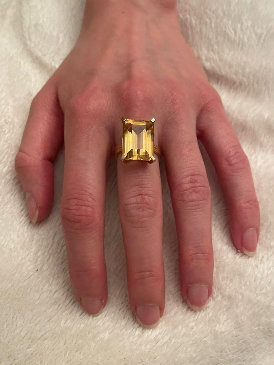 Bague Cocktail en or jaune et citrine - Castafiore