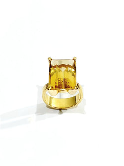 Bague Cocktail en or jaune et citrine - Castafiore