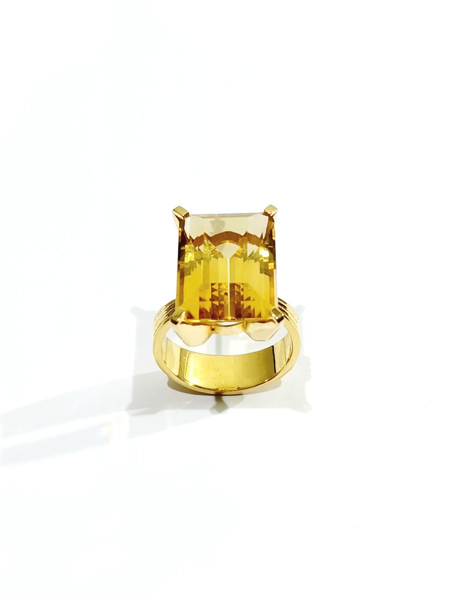 Bague Cocktail en or jaune et citrine - Castafiore