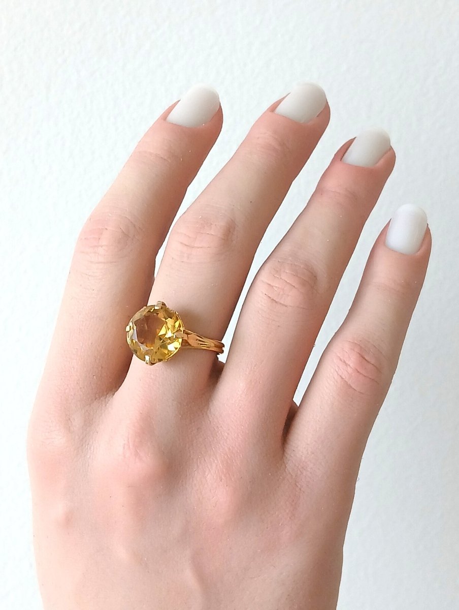 Bague Cocktail en or jaune et citrine - Castafiore