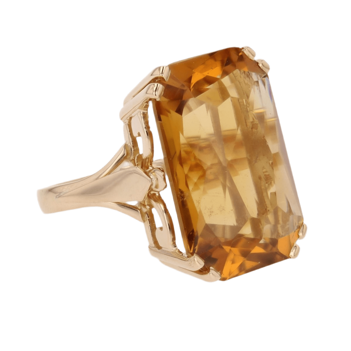 Bague Cocktail en or jaune et citrine - Castafiore