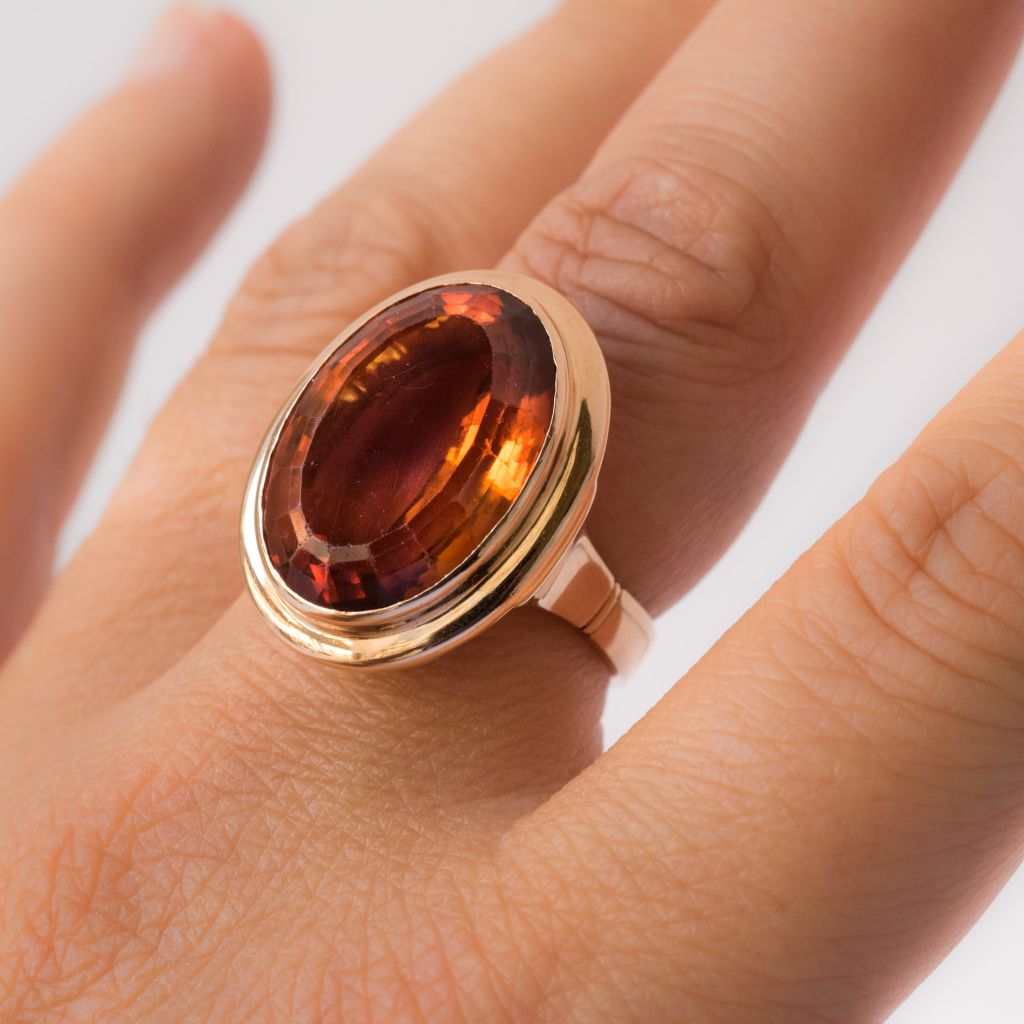 Bague Cocktail en or jaune et citrine - Castafiore