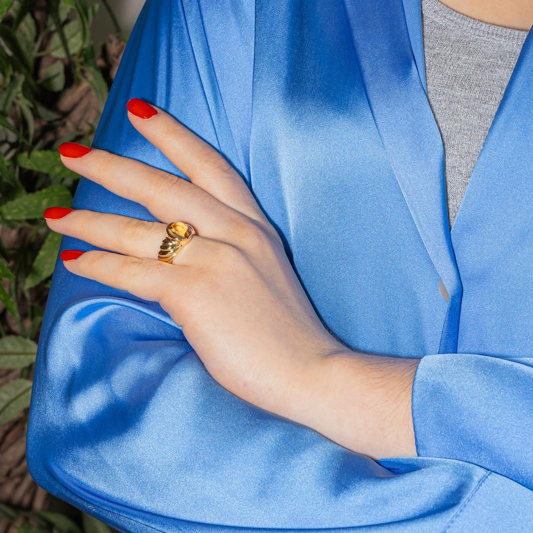 Bague Cocktail en or jaune et citrine - Castafiore