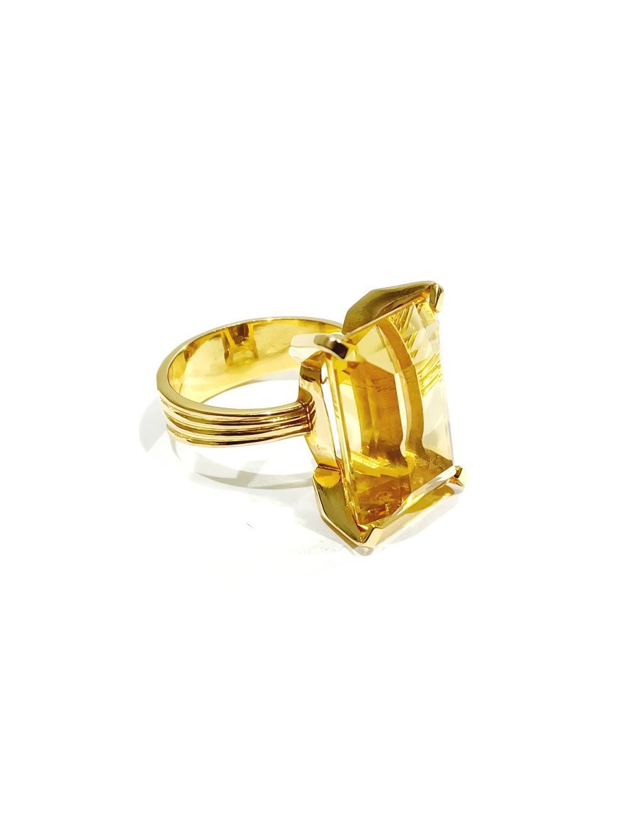 Bague Cocktail en or jaune et citrine - Castafiore