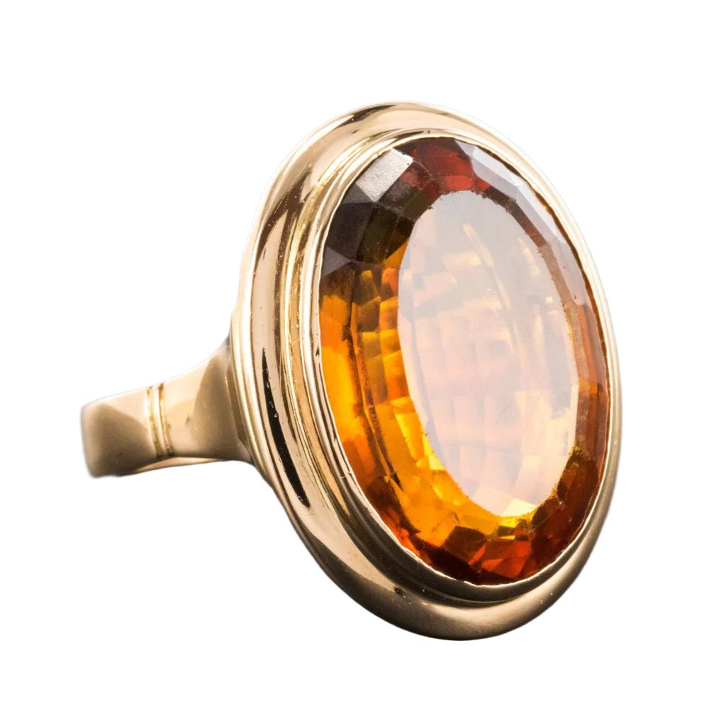 Bague Cocktail en or jaune et citrine - Castafiore