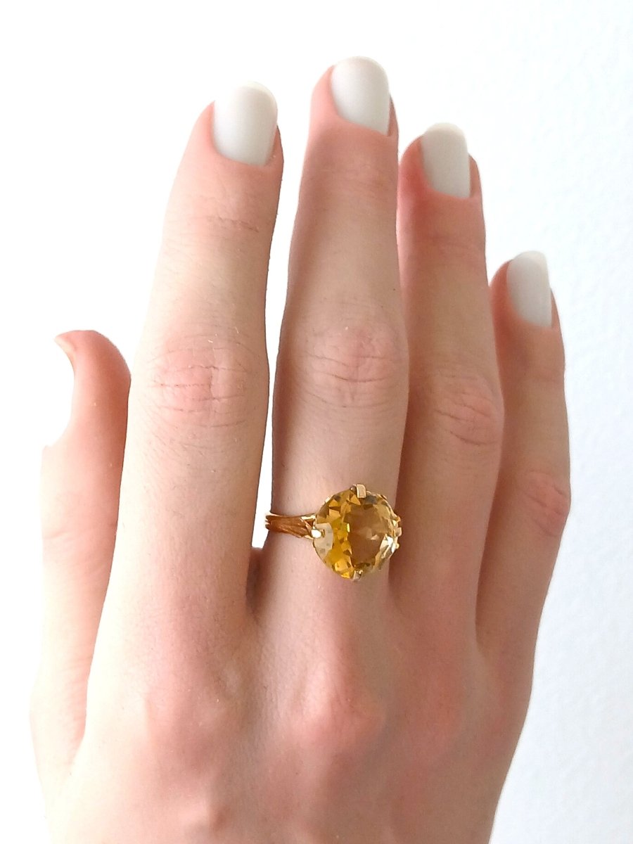 Bague Cocktail en or jaune et citrine - Castafiore