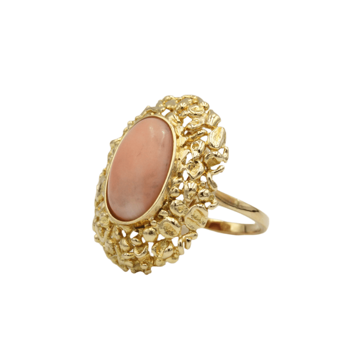 Bague Cocktail en or jaune et corail - Castafiore