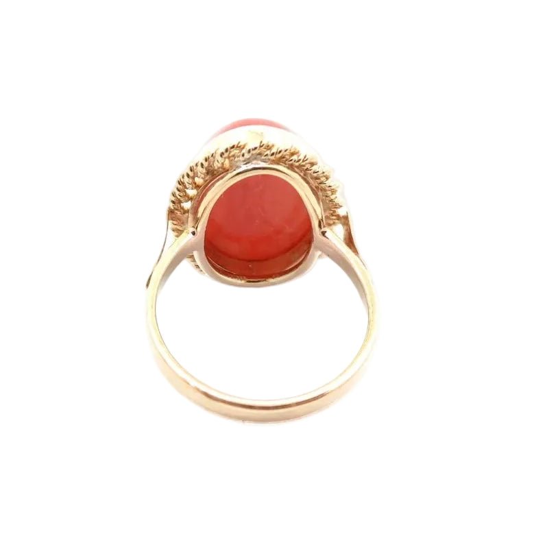 Bague Cocktail en or jaune et corail - Castafiore