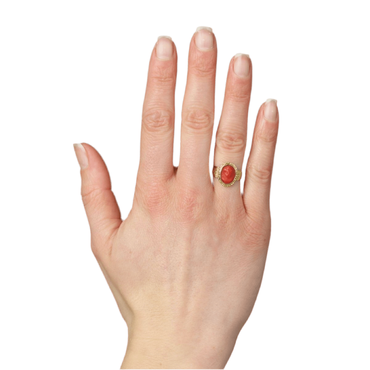 Bague Cocktail en or jaune et corail - Castafiore
