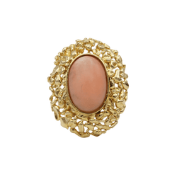 Bague Cocktail en or jaune et corail - Castafiore