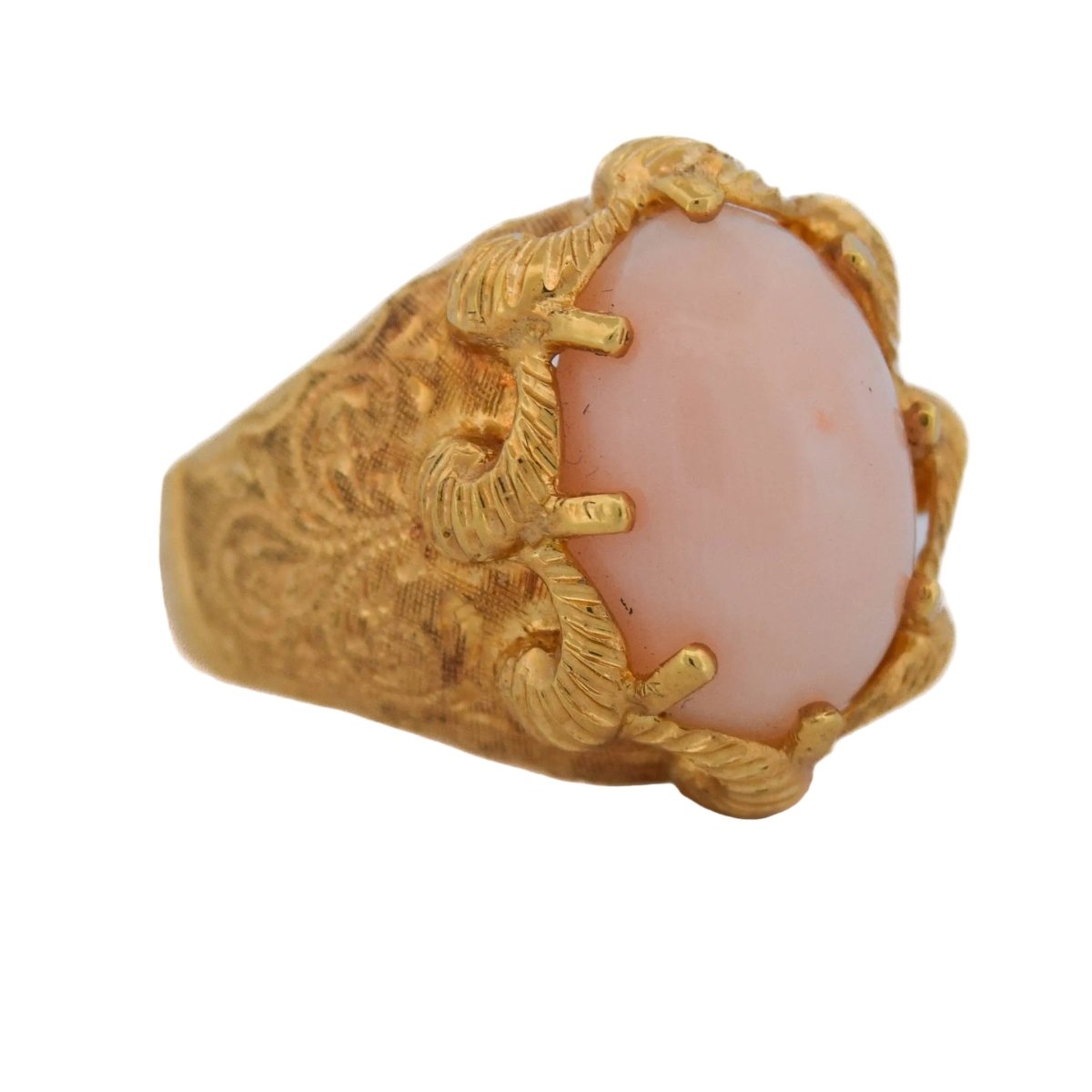 Bague Cocktail en or jaune et corail - Castafiore