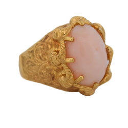 Bague Cocktail en or jaune et corail - Castafiore