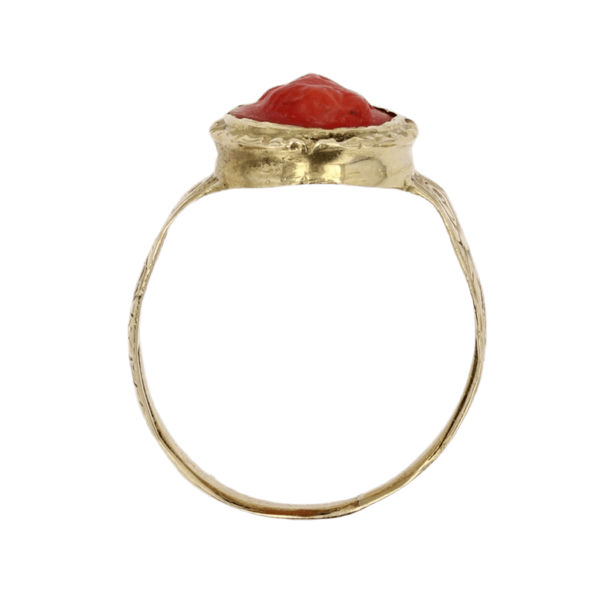 Bague Cocktail en or jaune et corail - Castafiore