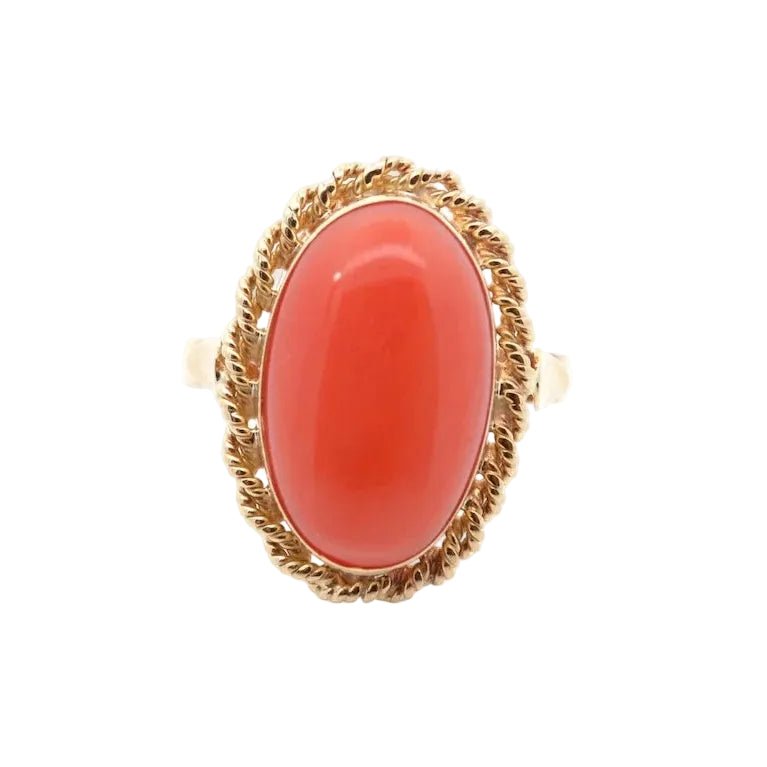 Bague Cocktail en or jaune et corail - Castafiore