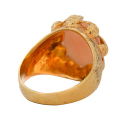 Bague Cocktail en or jaune et corail - Castafiore