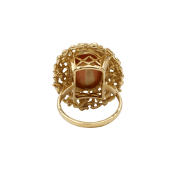 Bague Cocktail en or jaune et corail - Castafiore