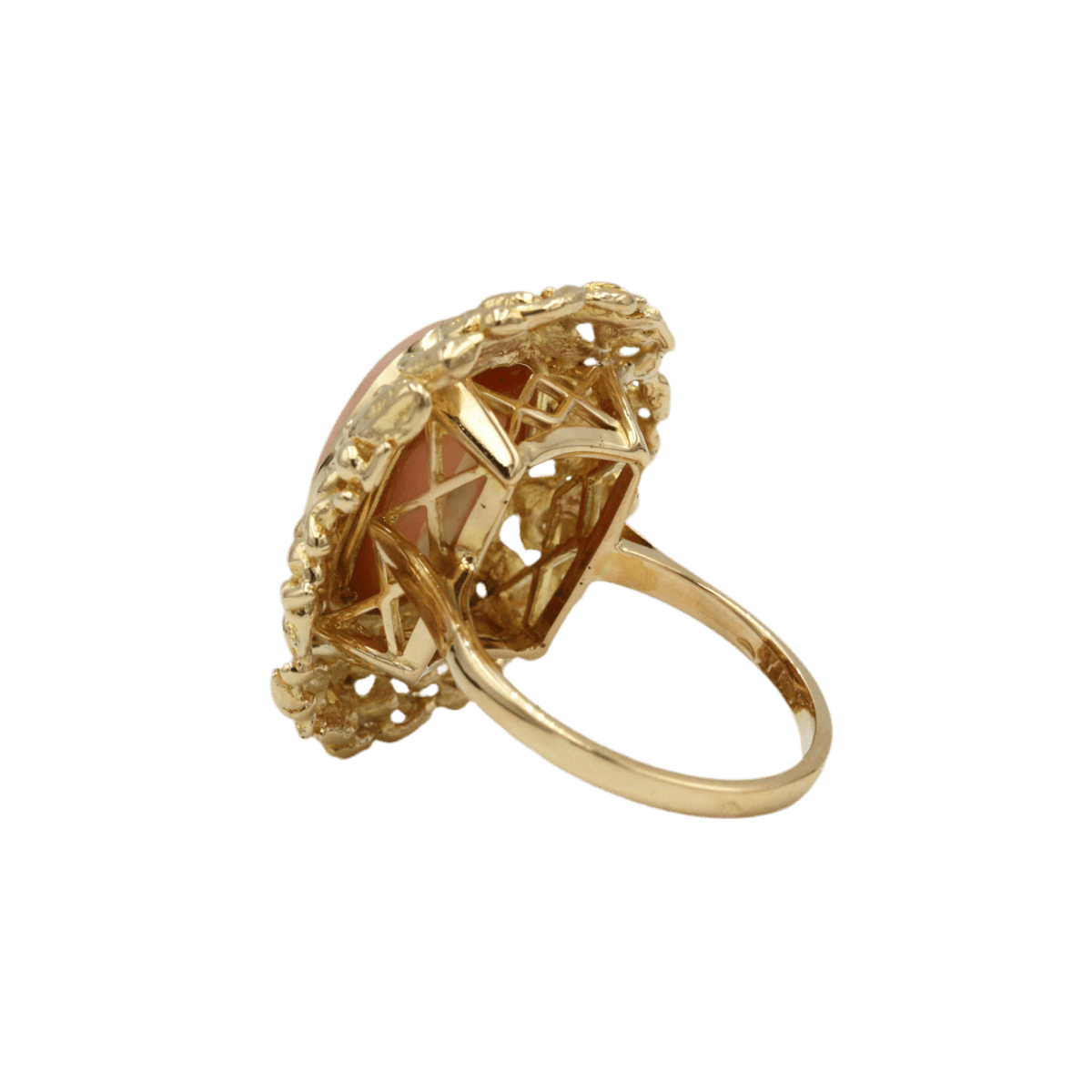 Bague Cocktail en or jaune et corail - Castafiore