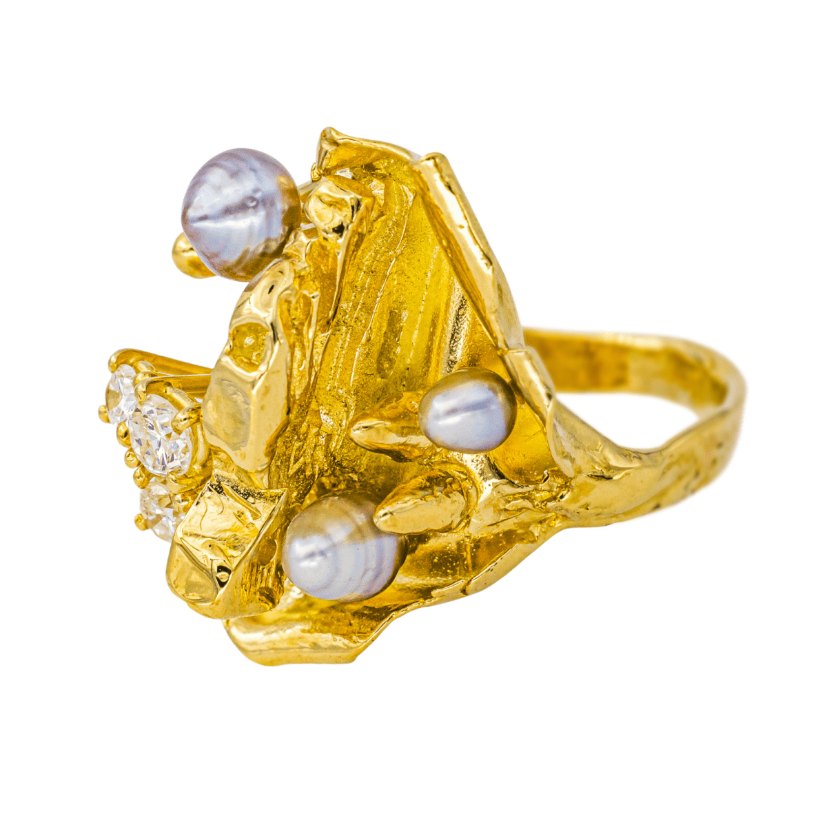 Bague Cocktail en or jaune et diamants - Castafiore