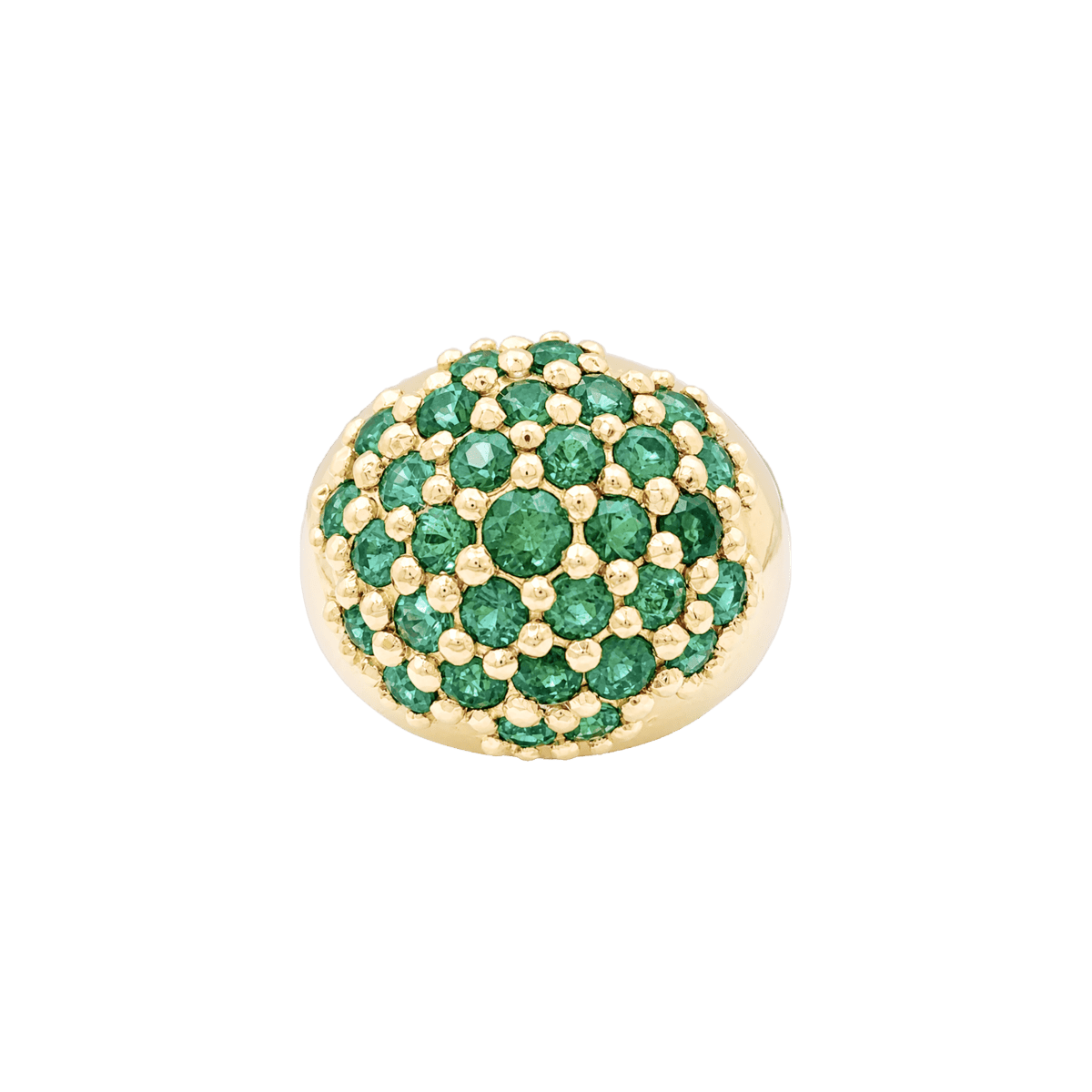 Bague Cocktail en or jaune et émeraudes - Castafiore