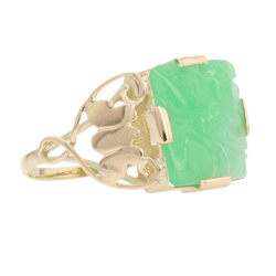 Bague Cocktail en or jaune et jade - Castafiore