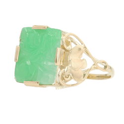 Bague Cocktail en or jaune et jade - Castafiore