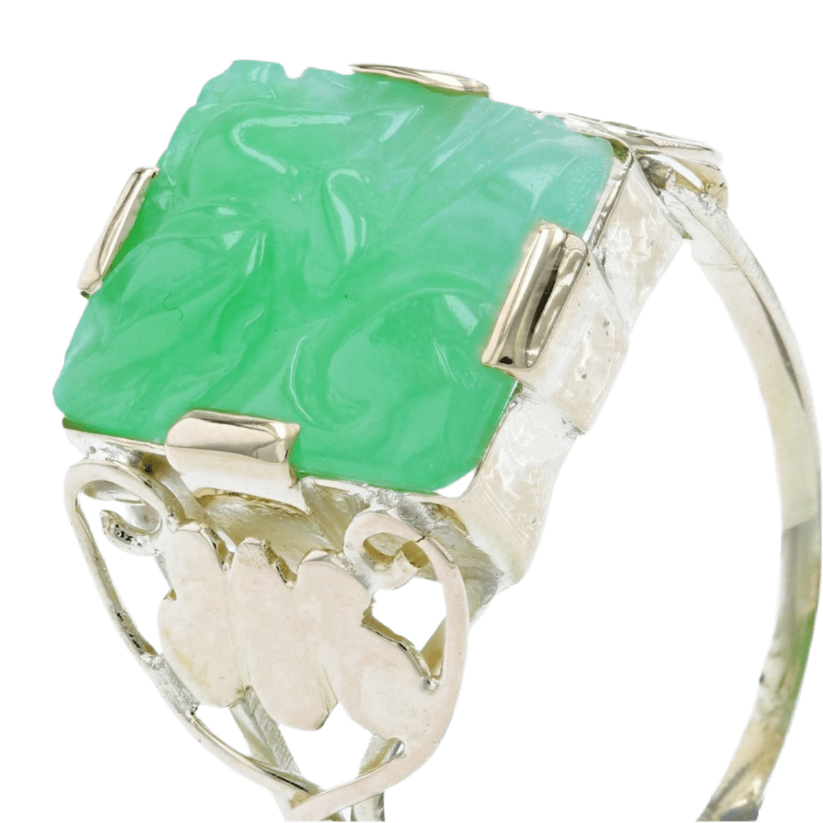 Bague Cocktail en or jaune et jade - Castafiore