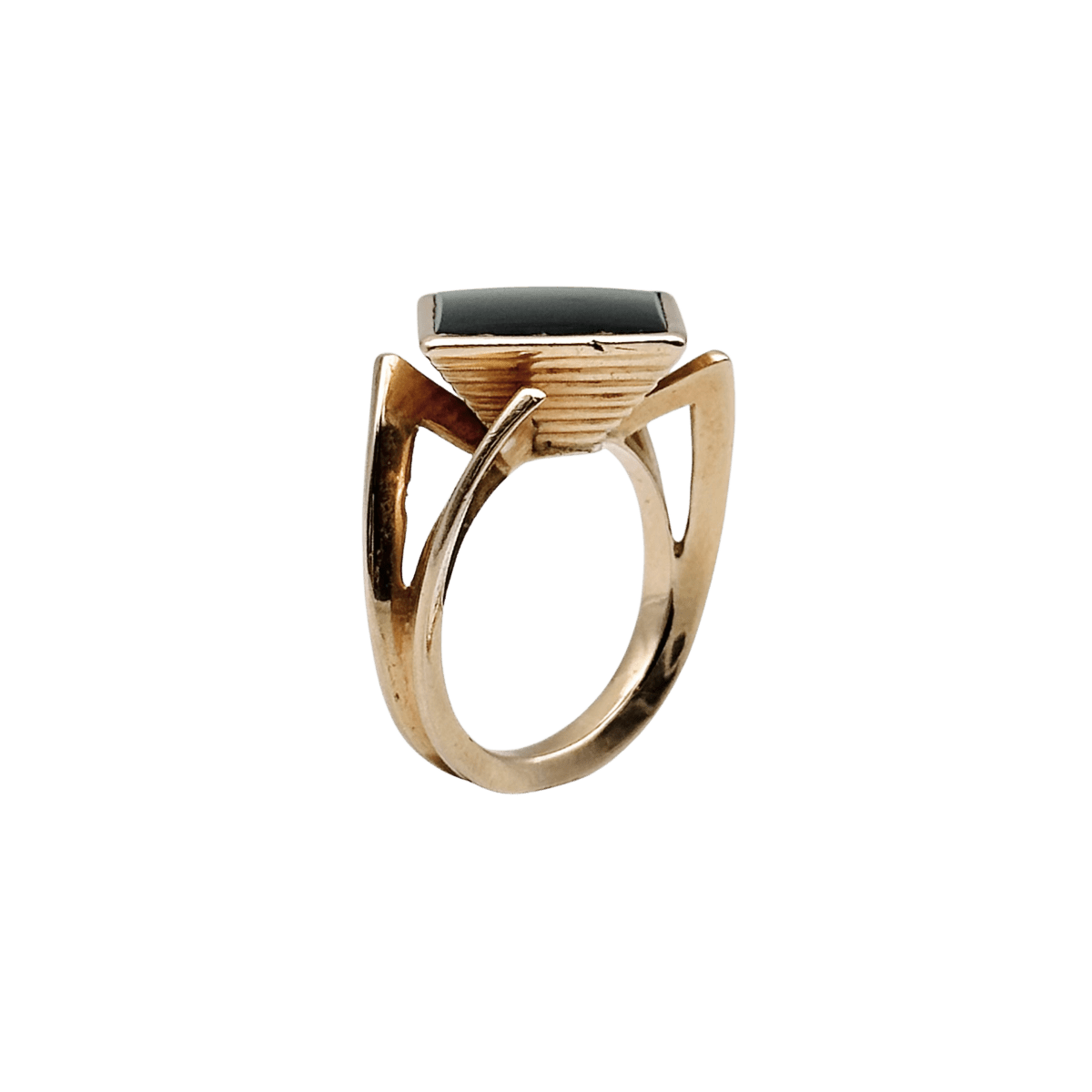 Bague Cocktail en or jaune et onyx - Castafiore