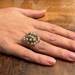 Bague Cocktail en or jaune et perles - Castafiore