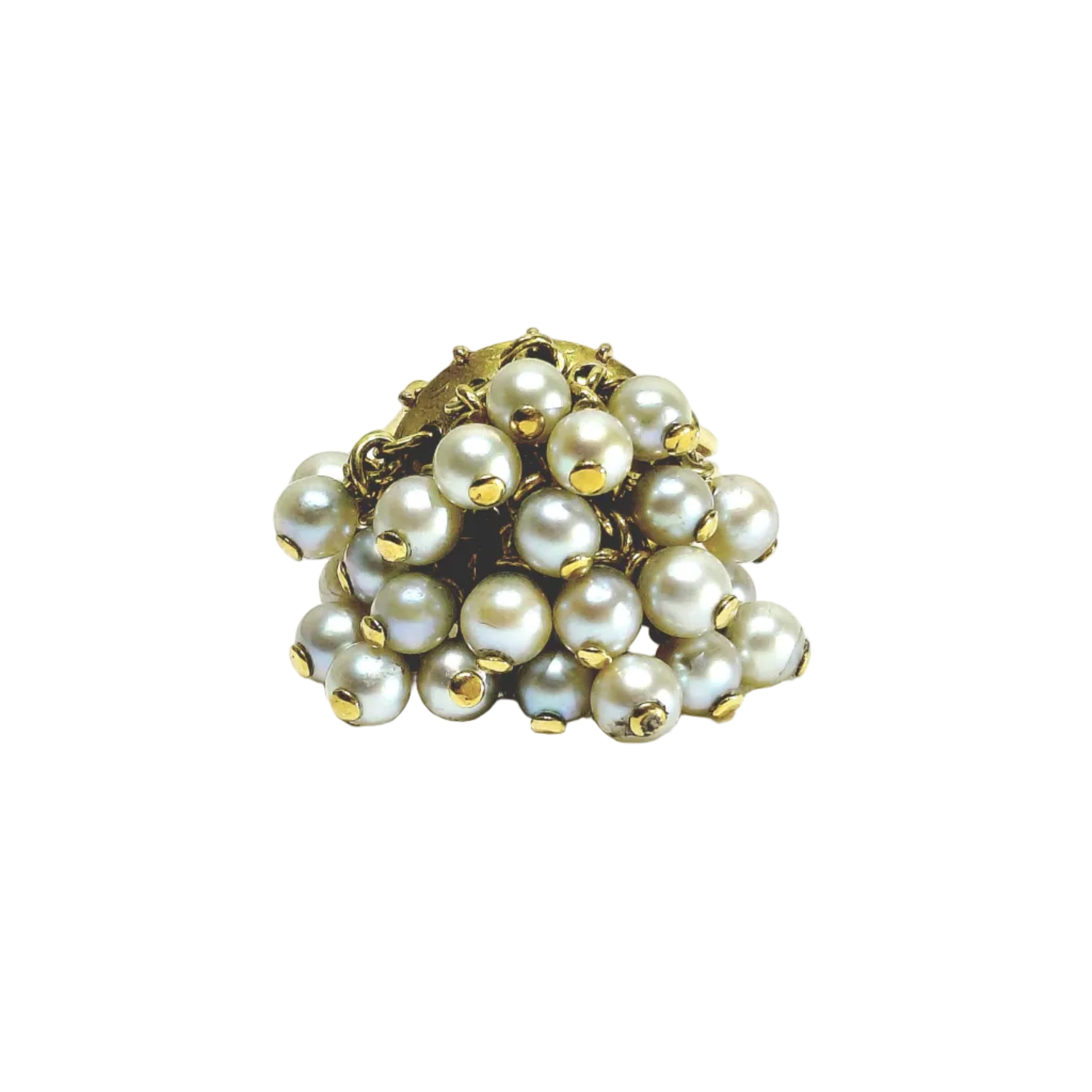 Bague Cocktail en or jaune et perles - Castafiore
