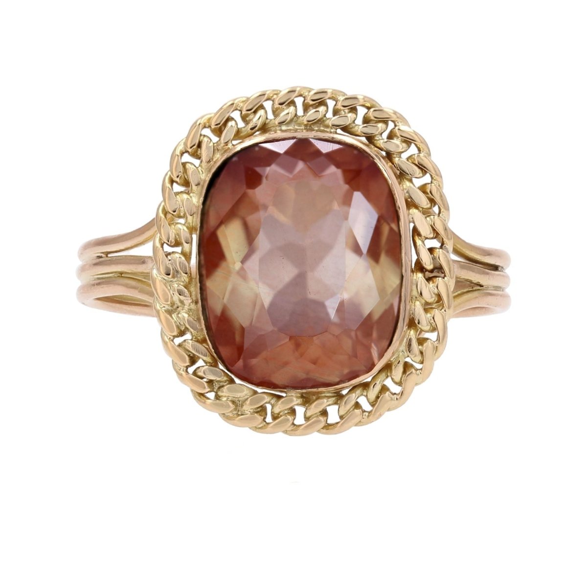 Bague Cocktail en or jaune et pierre de soleil - Castafiore