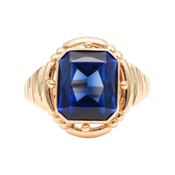 Bague Cocktail en or jaune et saphir - Castafiore