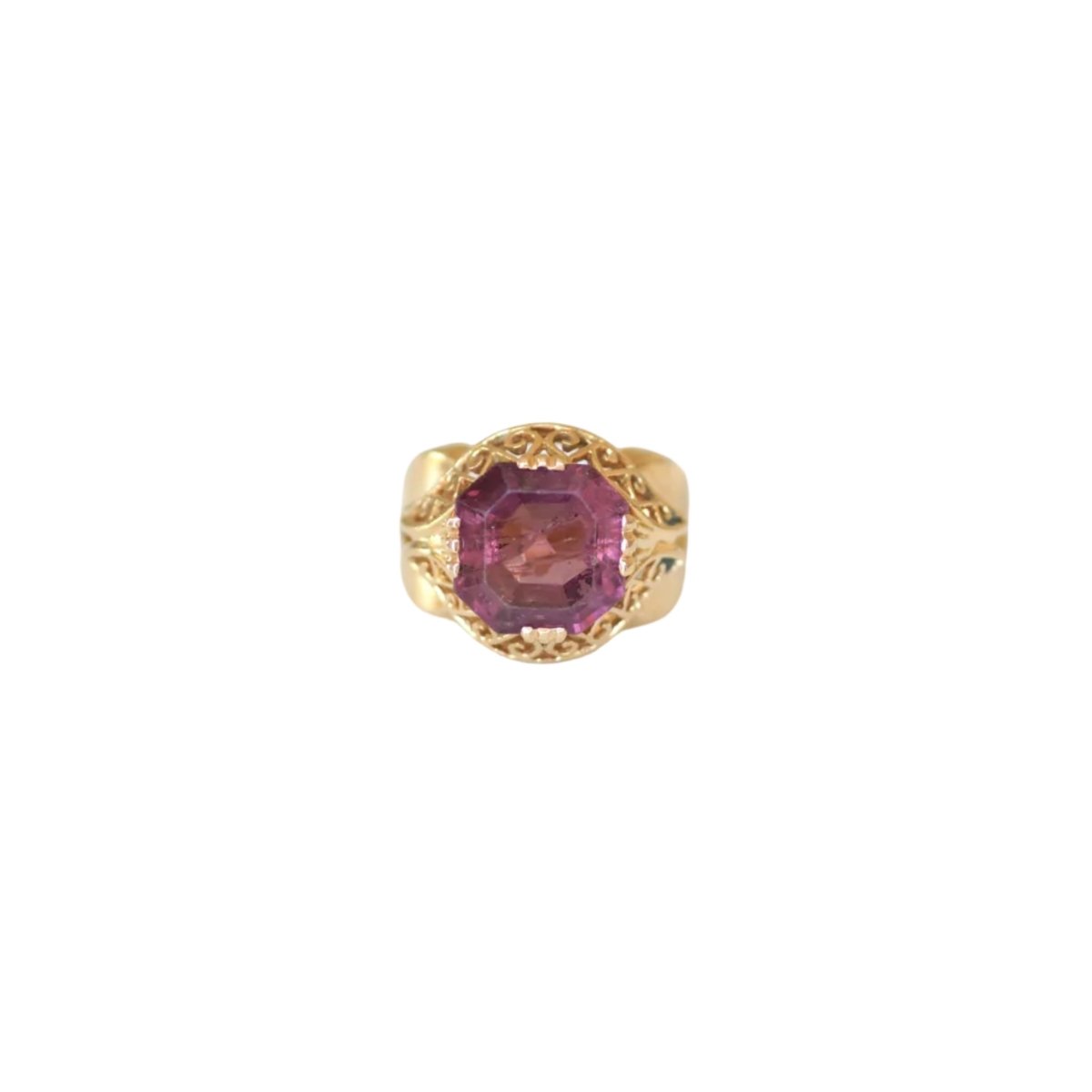 Bague Cocktail en or jaune et tourmaline rose - Castafiore