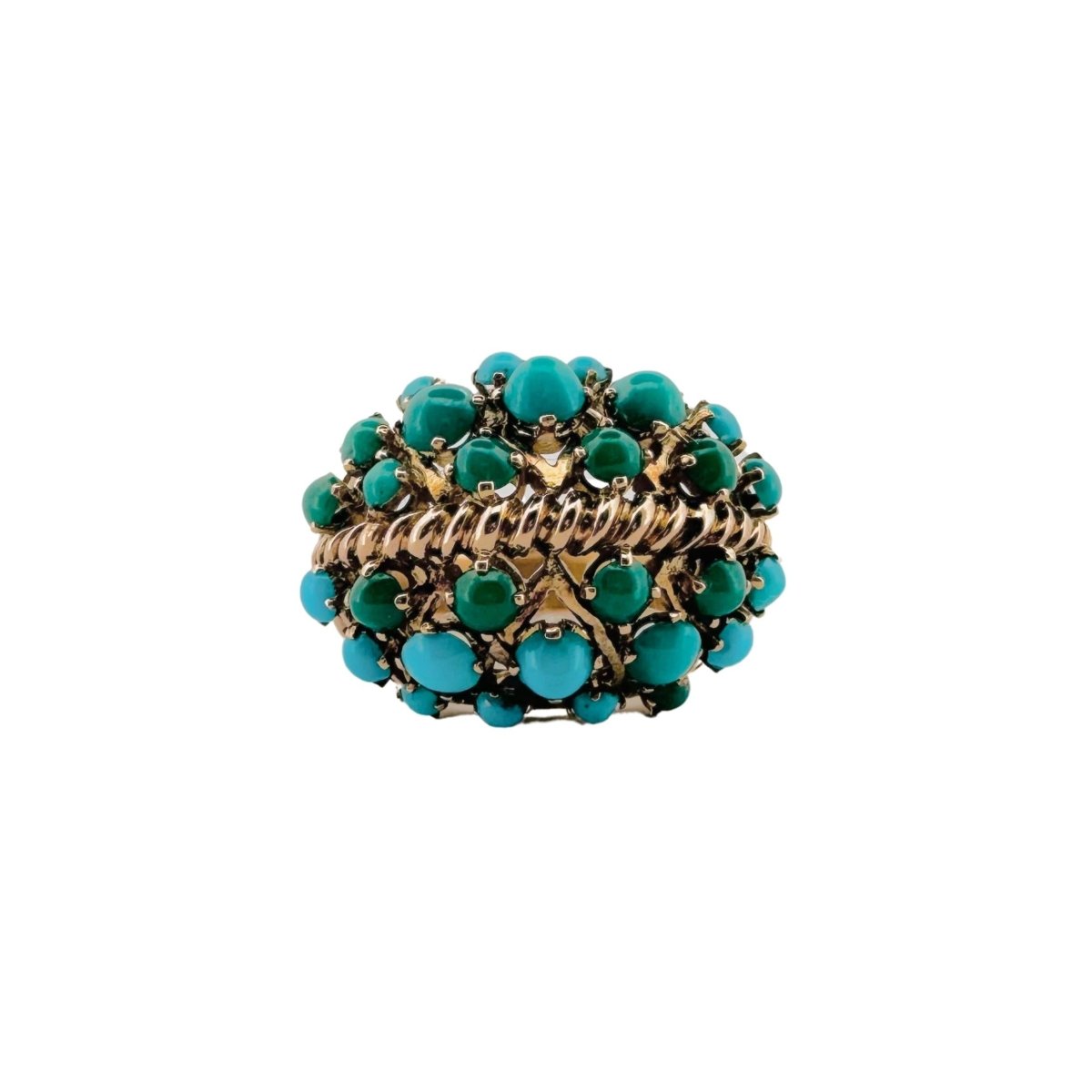 Bague Cocktail en or jaune et turquoise - Castafiore