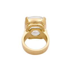 Bague Cocktail en or jaune, intaille et aigue - marine - Castafiore