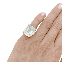 Bague Cocktail en or jaune, intaille et aigue - marine - Castafiore