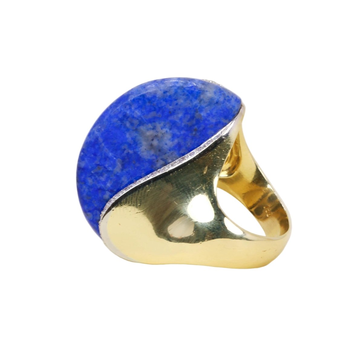 Bague Cocktail en or jaune, lapis-lazuli et diamants - Castafiore
