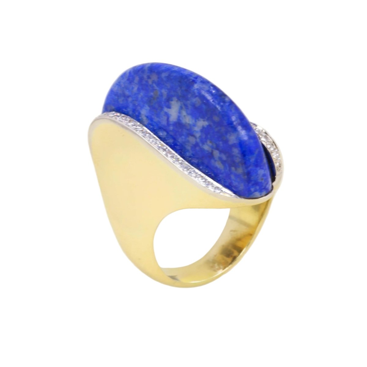 Bague Cocktail en or jaune, lapis-lazuli et diamants - Castafiore
