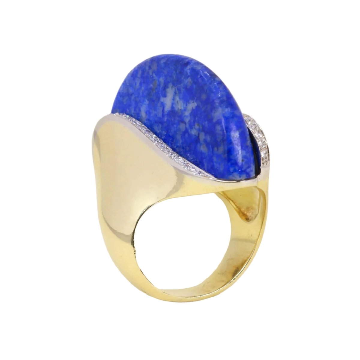 Bague Cocktail en or jaune, lapis-lazuli et diamants - Castafiore