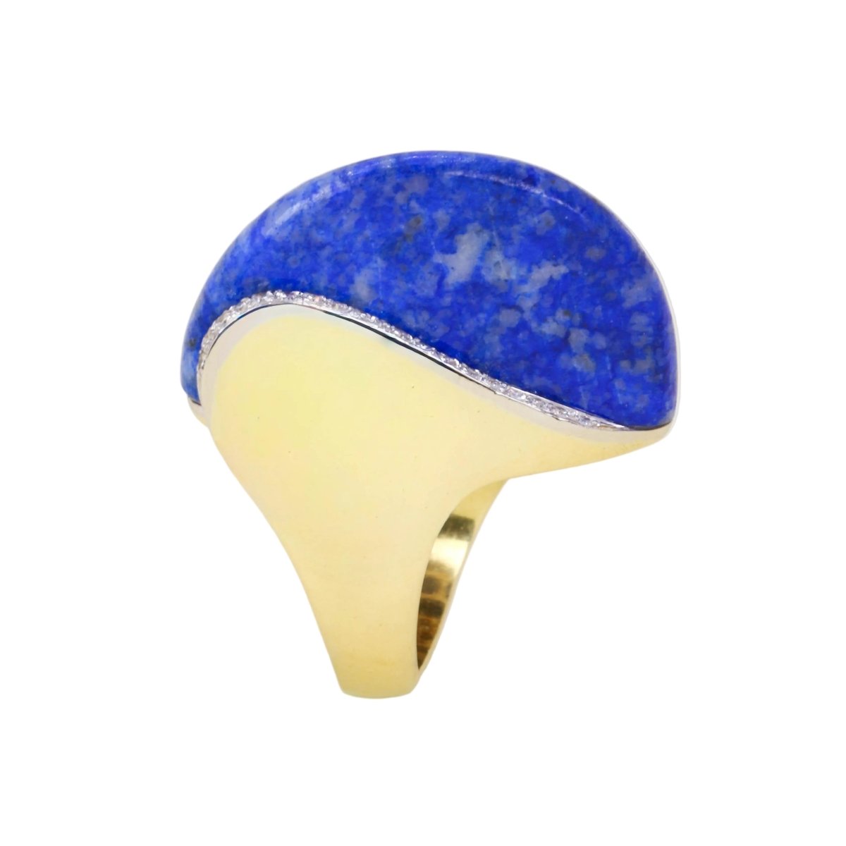 Bague Cocktail en or jaune, lapis-lazuli et diamants - Castafiore