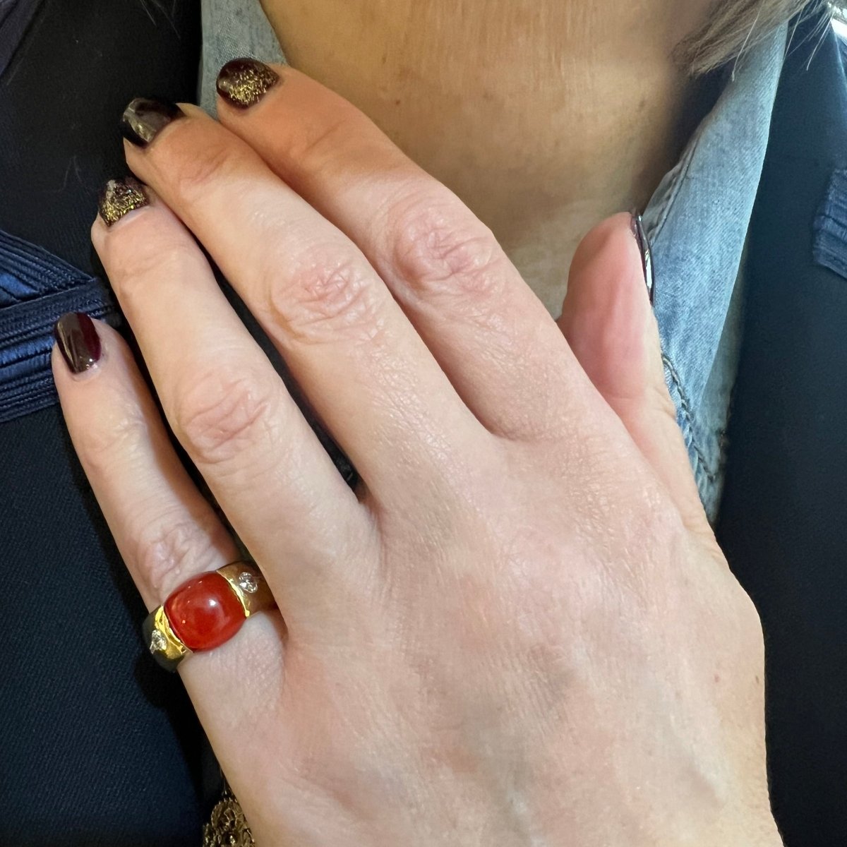 Bague Cocktail en or jaune, opale et diamants - Castafiore