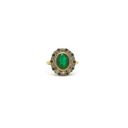 Bague Cocktail en or jaune, or blanc, émeraude et diamants - Castafiore