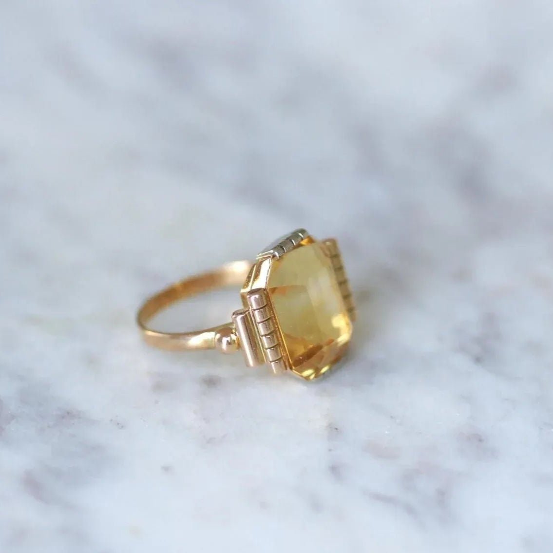 Bague Cocktail en or jaune, or blanc et citrine - Castafiore