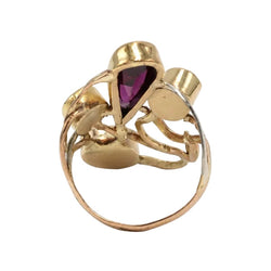 Bague Cocktail en or jaune, or rose, platine, grenats et opales - Castafiore