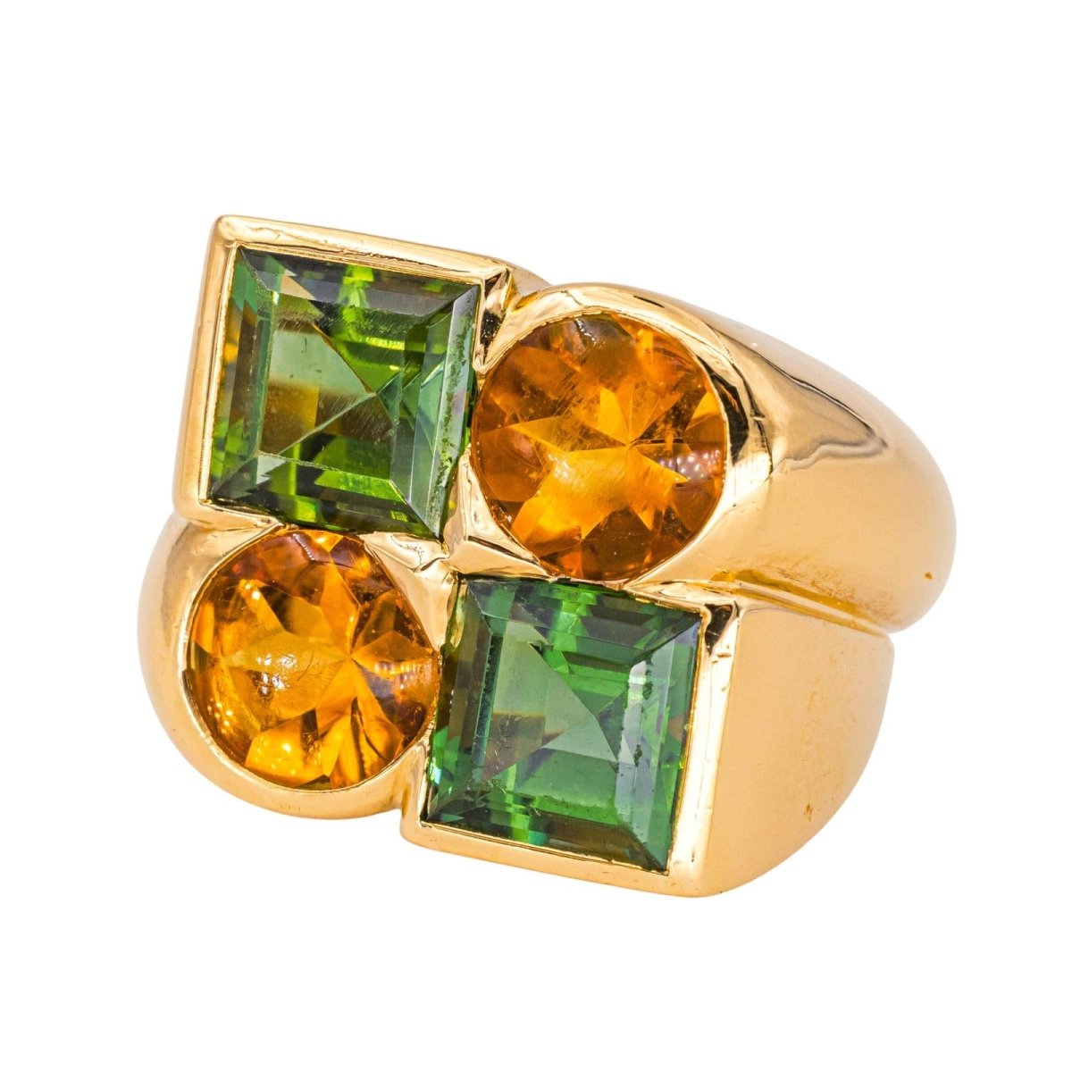 Bague Cocktail en or jaune, péridot et citrine - Castafiore