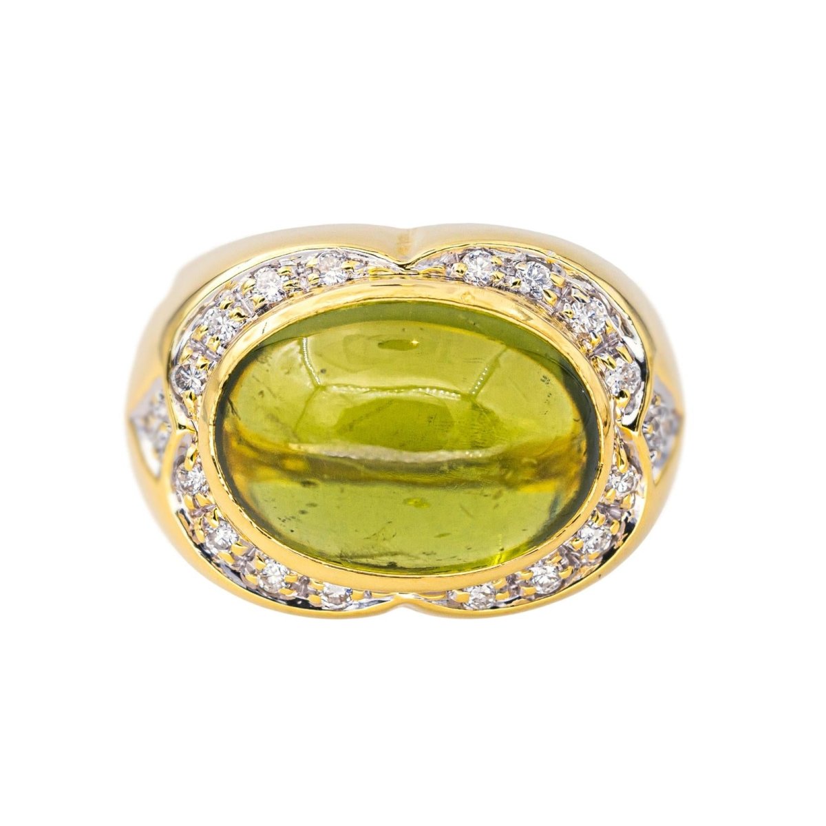 Bague Cocktail en or jaune, péridot et diamants - Castafiore