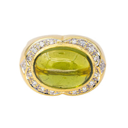 Bague Cocktail en or jaune, péridot et diamants - Castafiore